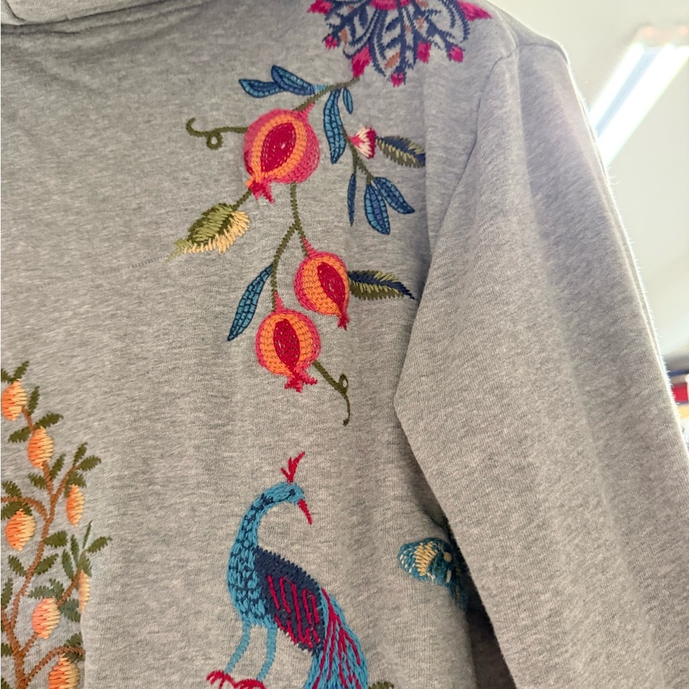 Johnny Was-Adela Heather French Terry Zipup Sweatshirt - Picture 7 of 12